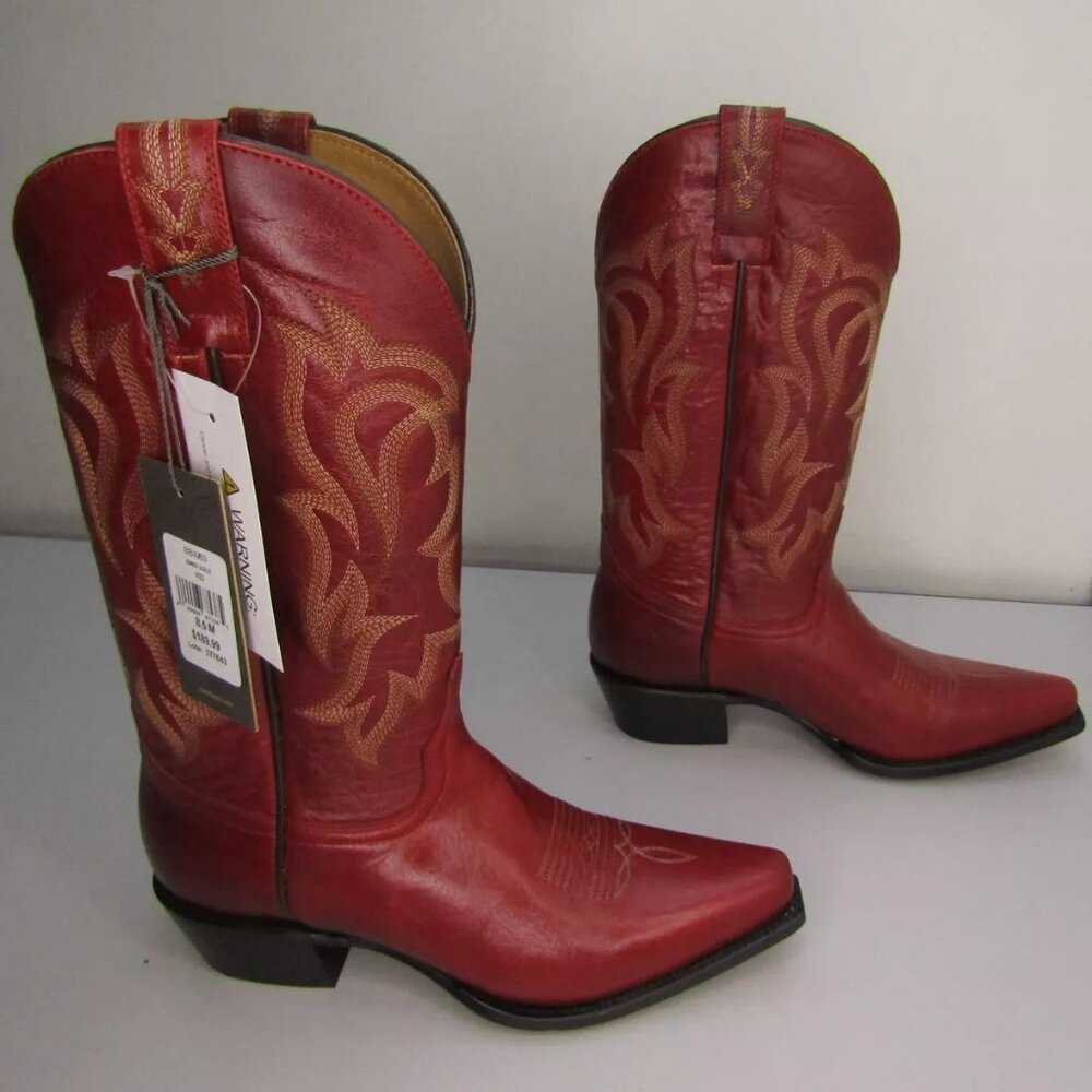 NEW SHYANNE Lucille Cowboy Boots Snip Toe Western Heel Mid Red Size 8.5M